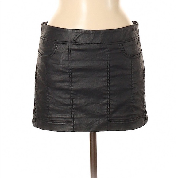 ALL SAINTS Faux Leather Black Mini Skirt